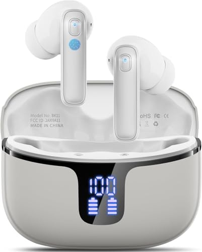 Drsaec Ecouteurs Bluetooth sans Fil,Bluetooth 5.4 Écouteurs sans Fil Intra-Auriculaires HiFi Stéréo avec Réduction de Bruit ENC,40H d'Autonomie,IP7 Étanche,Écran LED,Appairage en Un Pas