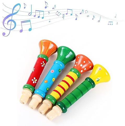 Eminchu Tromba in Legno Giocattolo per Bambini Strumento Musicale Educativo Tromba in Legno Portatile Dal Design Leggero e Colorato
