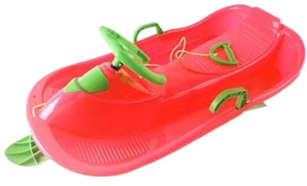 Milageto Trineo de Nieve para Niños con Control de Dirección Trineo Ajustable con Volante Tabla de Esquí para Deportes de Invierno Fácil de Usar Frenado Seguro, Rojo