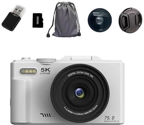 Korons Appareil Photo Numérique 5K, 75 MP capteur, 18x Zoom, 3 Pouces écran Flip, Wi - FI, pour Voyage