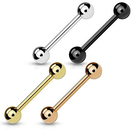 Trend Agent Premium Zungenpiercing | Barbell | Zungenstab | 4er Set | Kann als BRUSTWARZENPIERCING verwendet Werden - 316L Chirurgenstahl |
