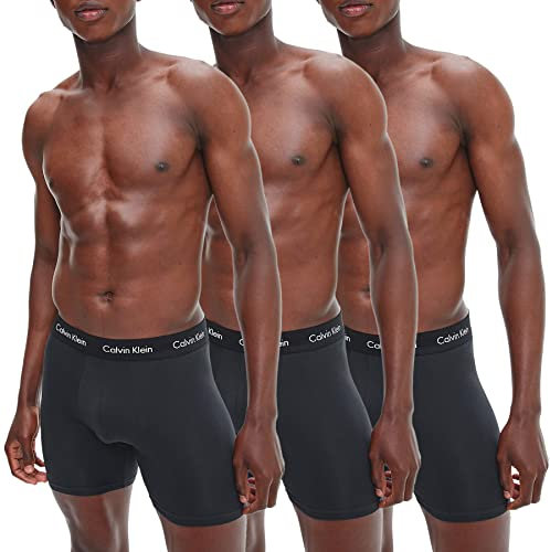Calvin Klein Men’s 3 Pack Stretch Boxer Briefs, Black (Black W. Black Wb), M