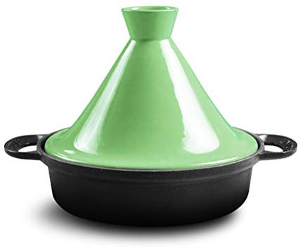 LTLWSH Moroccan Tagine Cooking Pot with Double Handle 26CM household cast iron pot enamel clay compatible induction,Green