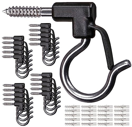 SELEWARE 20 PCS Hooks Hanging Wall Hook - Stainless Steel Q-Hanger Screw Hooks Home Christmas Lights Hanger Hooks for Garage New Year Party Outdoor Easy Release Wire Garden Basket Decorative