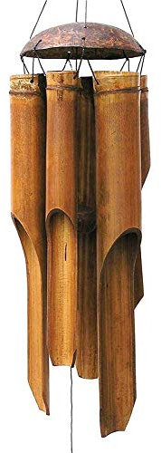 Carillón de Viento, Sonido Relajante Feng Shui carillón de Viento de bambú Campana Grande Tubo de Madera de Coco Hecho a Mano en Interiores y Exteriores Colgantes de Pared carillón