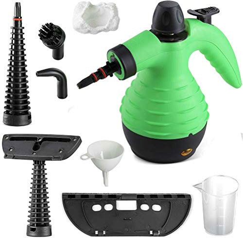 Bakaji Nettoyeur à vapeur portable, puissance 1050 W, pression 3,2 bar, 28 g/min, réservoir 300 ml, chauffage rapide avec bec pivotant à 360 degrés, verrouillage de sécurité et accessoires