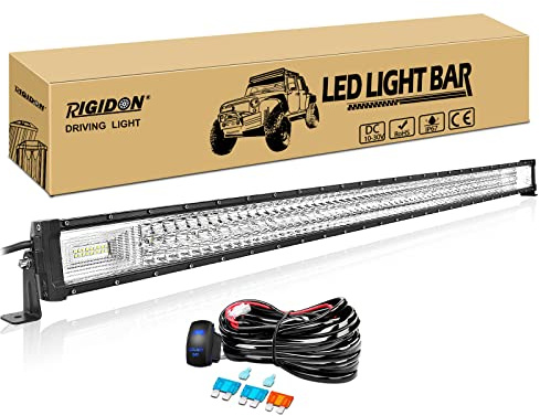 RIGIDON led lichtleiste kfz mit 12v kabelbaum kit, 52 zoll 132cm 675W | 6000K weiß, wasserdichte, offroad beleuchtung, light bar, nebelscheinwerfer, für LKW SUV 4x4 auto Pickup fahrzeuge wohnwagen