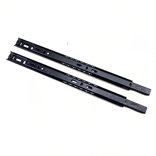 LIANYG Schubladenschienen Zwei-Sektionsschienen-Stahlperlen Schwarz 27mm breiter Spur elektrische Schwimmen 0,7 Dicke 2 Schublade Kugelschiene Schubladenauszug 477 (Size : 300mm)