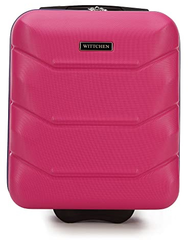 WITTCHEN Koffer Handgepäck Kabinentasche Bordkoffer Kabinengepäck Hartschalen Material ABS Hochwertiger und Stabiler Robuste Räder Teleskopischer Griff 25L Größe S Rosa