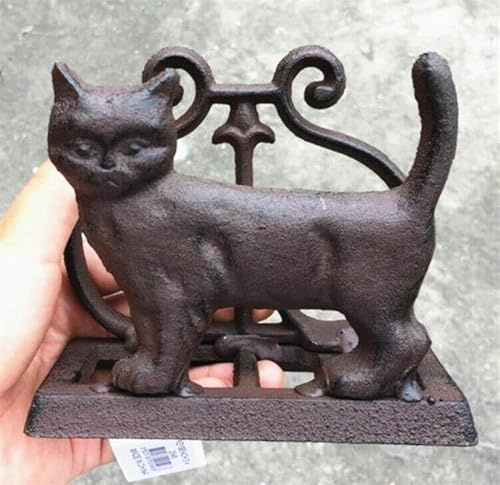 EatingBiting 13,5 x 11,4 x 6,6 cm Vintage Gusseisen Serviettenhalter Katze freistehender Taschentuchspender Dekor Status Seidenpapier Halter Schmiedeeisen Serviettenhalter Taschentuchbox