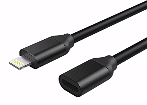 Lightning Extension Cable Male To Female 8 Pin Extender Dock Cable Connector Compatible iOS Devices (6.6FT, Black)