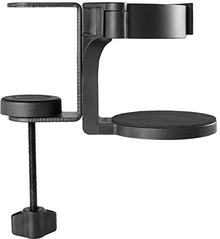 VIVO Clamp-on Desk and Bed Cup Holder, No Spill Adjustable Drink Mount, Support for Hydro Flasks, Coffee Mugs, Easy to Install, Horizontal or Vertical Surface Mounting, Black, Mount-CUP1