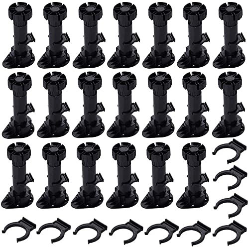 20 Pièces Pieds D'Armoire Plastique, Pied Meuble Cuisine, Pieds Réglables pour Cuisine, Plus Épais Pieds Meuble Réglables en Plastique avec Clip Fixation Base, pour Armoire et Canapé (120mm-150mm)