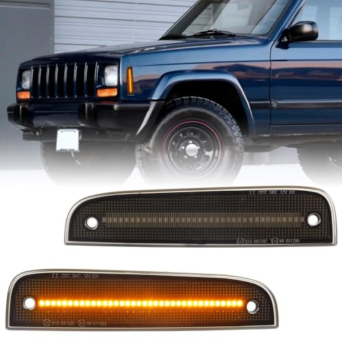 Luces LED ámbar de señalización lateral delantera para 1997 1998 1999 2000 2001 Jeep Cherokee Luz de señalización de giro de esquina lateral de parachoques delantero, reemplaza OEM CH2551118
