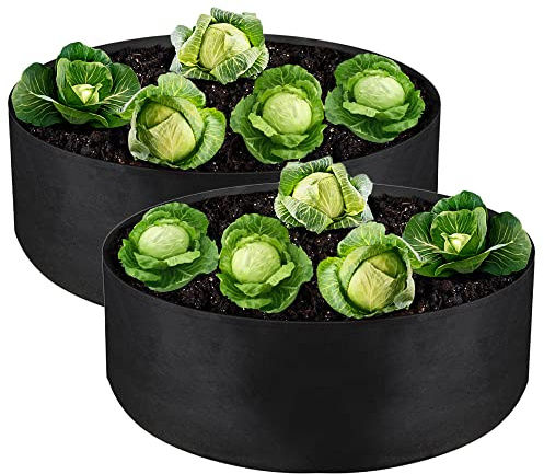 IWNTWY 2-Pack 15 Gallon Grow Bag, Heavy Duty Thickened Fabric Pots Round Raised Garden Bed Planter for Planting Herb Flower Vegetable Potato Plants (24 D × 8 H)
