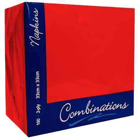 Venuscello® 100 x Serviettes Paper Napkins Red Disposable Recyclable Tissue 3-Ply 40cm for Catering Wedding Birthday Parties