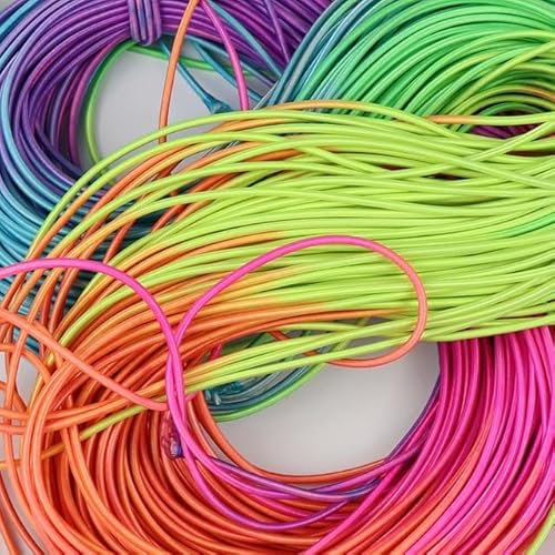 ALRIUS 100M, Banda elástica Redonda en Blanco y Negro, cordón elástico, Banda de Goma, Cinta de Cuerda elástica para Accesorios de Costura DIY