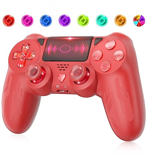 TURPOW Wireless Controller for PS4, Touchpad Dual-Motor-Vibrations-6-Achsen-Sensor mit LED-Beleuchtung Turbo/Touchpad/3,5-mm-Audio-Buchse, Gamepad-Fernbedienung für Ps-4/P4 Pro/P4 Slim/PC
