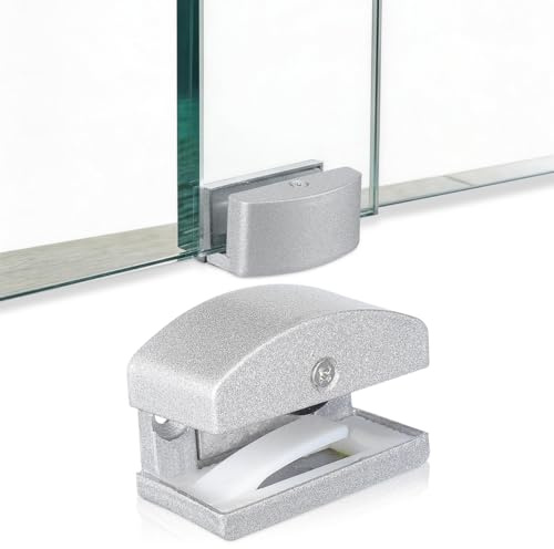 TOVINANNA Glass Shower Door Floor Guide Adjustable Sliding Bottom Door Stopper Black Rustproof Metal Alignment Part for Bathroom and Automatic Gates 1 Pack