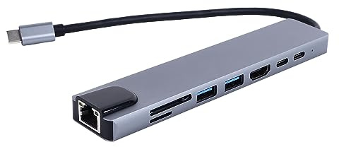 VBESTLIFE Type C Hub, 8 in 1 USB C to 4K@60HZ HDMI Multiport Adapter, USB 3.0 Ports, HDTV, Memory Card Slot, RJ45 Port, Desigend for Family, Office and Travel