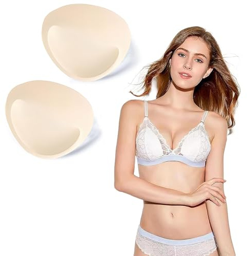 KALUROIL 3 Paar BH Cups BH Pads FüR Bikini, Tri-Winkel Form, Beige - Push Up BrustvergrößErer, Selbstklebend（Verdicken）
