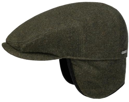 Stetson Kent Wool Flat Cap Herren Made in EU Kaschmir Herbst Winter Ohrenklappen Schirmmütze