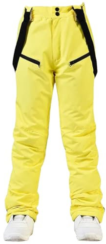 Suwequest Herren und Damen Winter Winddicht Wasserdicht Skihose Warm Und Verdickt Single Board Double Board Skihose, gelb, 42