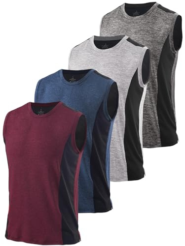 Ymmchy Herren Gym Tank Top Ärmelloses Muskelshirt Fitness Tanktop Quick Dry Achselshirt Bodybuilding Unterhemd 4er Pack