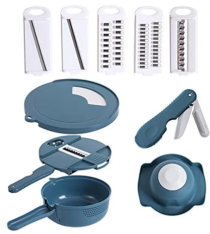 Portable String Vegetable Chopper - Potato Onion Garlic Chopper with Container, Vegetable Chopper Dicer Cutter Dicing Machine, Veggie Slicer Cutter Grater, Cheese Chopper Mini, Food Processor Small