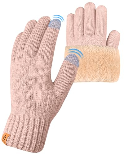 ARFNKIM Termiska vinterhandskar med fleecefoder, stickade, stretchiga, varma handskar för pekskärm, löpning, skidåkning, cykling, ridning, vandring, camping, män och kvinnor