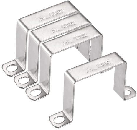 TA-VIGOR 4Pcs U Shaped Connector Bracket, 60mm x 60mm Stainless Steel Bracket Stainless Steel Pipe Clamp, Heavy Duty Conduit Clamps for Door Closed Bar Holder Strut, Pipe Tube Wire Fixing
