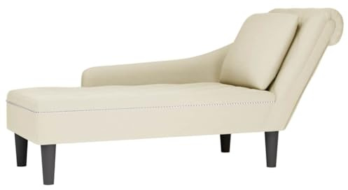 vidaXL Chaiselongue mit Kissen und Rechter Armlehne Creme Samt