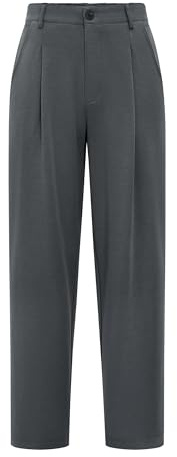 Arach&Cloz Summer Womens Dark Grey Dress Pants Work Office Ankle Trousers Pants for Women Business Casual Teacher Outfits Slacks High Wasited Buttoms with 4 Pockets L