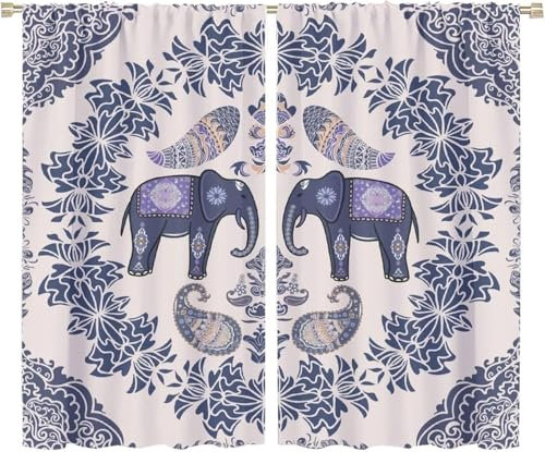 3D Verdunkelungsvorhang Ösen Tierelefant,2Er Set 220X215 cm (B + H) Gardinen Wohnzimmer Gardinen Blickdicht Kinder Vorhänge Schlafzimmer Dekoschals Gardine-654759451