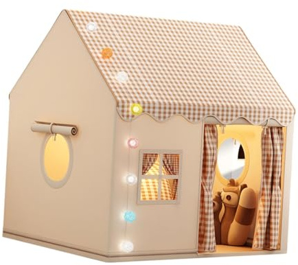 perfk Spielzelt für Kinder mit Fenster, Spielzeughaus, Spielhaus, einfach zu installierendes großes Prinzessinnenzelt, Indoor-Spielhaus für Kinderzimmer und, Grau