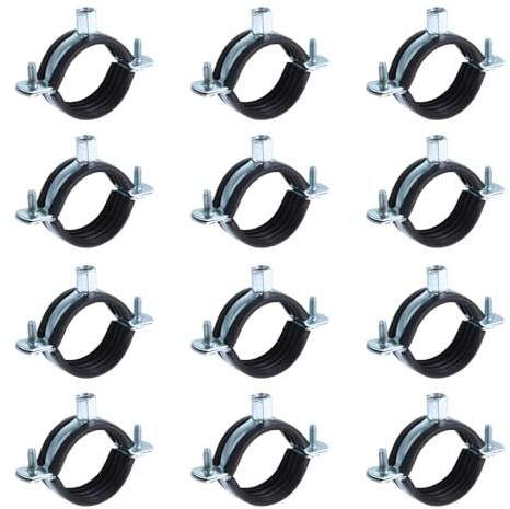 sourcing map 12 Pcs Split Ring Pipe Hanger, 50mm/2inch Adjustable Pipe Bracket Clamp Wall Ceiling Mount Pipe Strap Support for Plumbing Drainage Pipe Tube