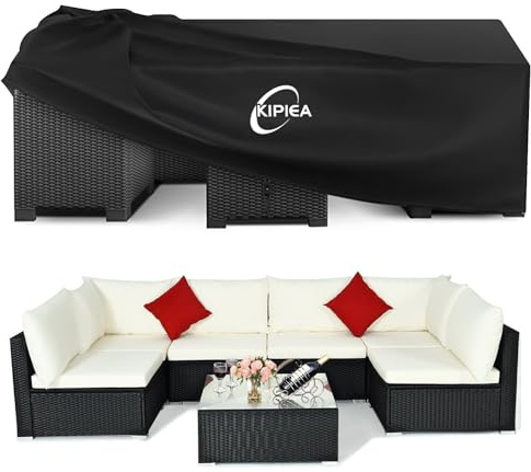 Kipiea Abdeckung Gartenmöbel Wasserdicht, Schutzhülle Gartenmöbel Winterfest, 420D Oxford Gewebe Abdeckplane für Gartentisch Möbelsets Terrassenmöbel, Winddicht Anti-UV Quadrat - 226 x 226 x 71cm