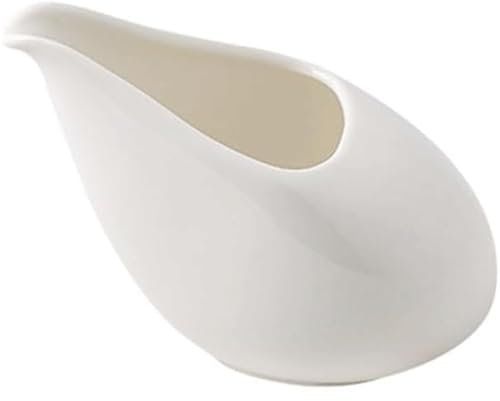 ZQDUFEA Salsera de cerámica Blanca, Bote para Salsa de 100ML, fácil de Verter, Gran Boquilla para Labios sin Goteo, Juego de Servicio para Ensalada, Crema, Caldo de Leche