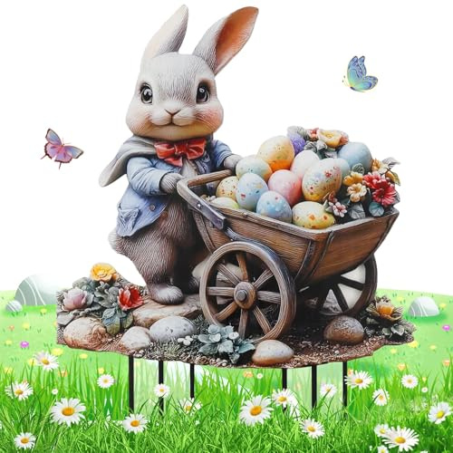 HANGGON Osterhasen Gartenstecker Ostern Deko,Gartenstecker Osterhasen zum Stecken,Garden Ostern Gartenstecker Osterdeko,Generisch Osterdeko Outdoor,für Draußen und Drinnen Gartendeko.(A)