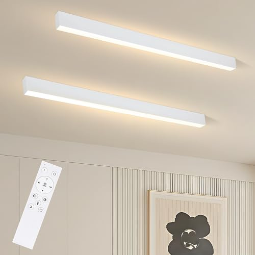 Glitzerlife Deckenlampe LED Deckenleuchte Wohnzimmer 2ER 107CM | Wohnzimmerlampe Lang Bürolampe 32W Küchenlampe Dimmbar mit Fernbedienung Büro Deckenbeleuchtung Panel Küche Schlafzimmer