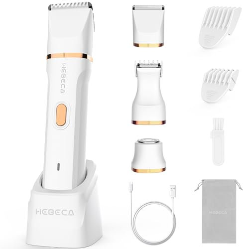 HEBECA Bikini Trimmer für Frauen - 3in1 Elektrorasierer für Frauen mit Gesichtstrimmer & Intimrasierer für empfindliche Haut - Wasserdichter Nass- & Trockengebrauch Wiederaufladbarer