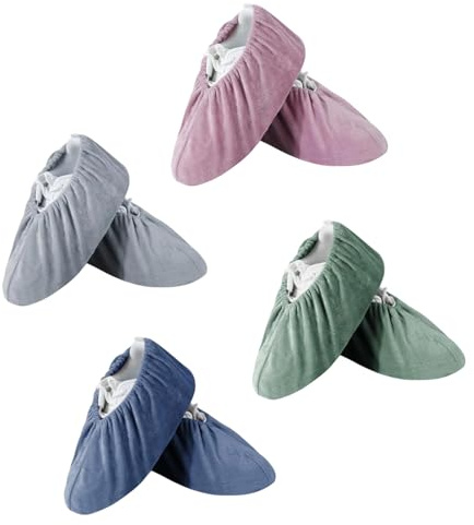 Thapncow 4 Paia Sovrascarpe Riutilizzabile, Copriscarpe Lavabili, Copri Scarpe da Casa sono Antiscivolo Resistenti All'usura, Copri Scarpe da Casa,Antiscivolo e adatti alla maggior parte delle scarp