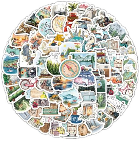 100 Stück Reiseaufkleber,Sticker Reisen,Koffer Set Stickers für Reise,Aesthetic Camping Coole,Erwachsene Reisen Sommer,Travel Wasserfeste Book Fotoalbum,Gepäckaufkleber Funny Kofferaufkleber