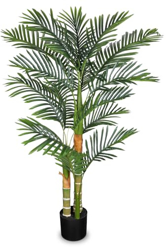 Briful Künstliche Palme Bodenpflanze – Große Kunstpflanze Kunstpalme mit Verstellbaren Blättern, Deko-Palme im Topf für Wohnzimmer, Büro & Empfangsbereiche – 120 cm