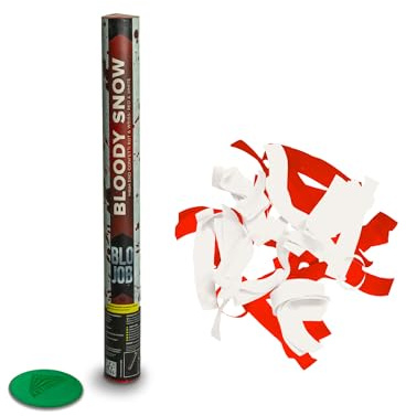 AKTIVHANDEL 5 Stück Konfettikanone Bloody Snow 50 cm, rot-weißes Konfetti, Party Popper für Fußball, Karneval und Mottopartys, inkl. Einkaufswagenchip
