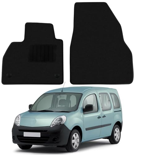Auto Fußmatten Ersatz für Renault Kangoo II X61 2007-2021, Schwarz Teppiche | Premium Fussmatten Sitz Vorn Classic Auto Teppiche Passform