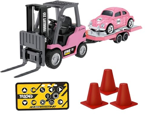 Xoeryoy Mini carrello elevatore 1/64 suoni divertenti realistici ricaricabili mini telecomandazione carrello elevatore con barcata in movimento ·