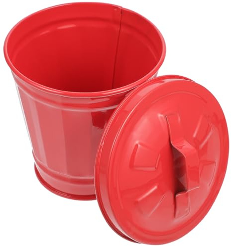 NUOBESTY Papelera Con Tapa Mini Cubo De Basura De Escritorio Para Oficina Hogar Y Cocina 4.33X3.54X3.54in También Para Mesa Encimera Y Como Maceta Decorativa