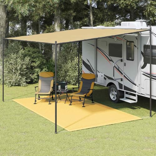 Zeltteppich 250x400 cm Beige, Hochdichtes Polyethylen, Atmungsaktiver Camping Vorzeltteppich für Wohnwagen, Outdoor, Terrasse