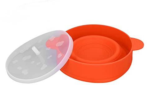 Palomitero grande para microondas, cuenco de silicona para palomitas con tapa y asa, fabricante de palomitas DIY plegable libre de BPA para la cocina del hogar, resistente al calor (Naranja)